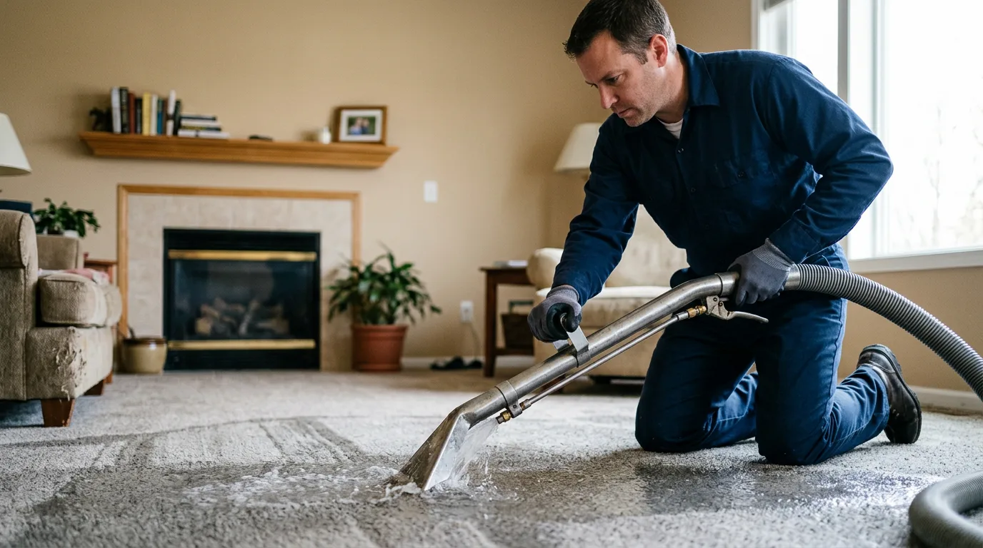 Water damage restoration technician working near Yorkville, NY
